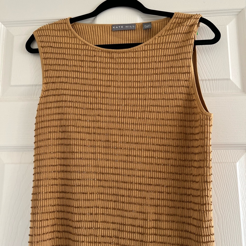 Kate Hill Women's Tan Ribbed Tank Top